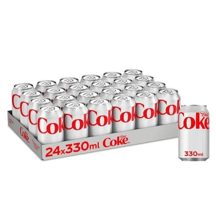 Coca-Cola 330ml Diet Coke Soft Drink Can Fizzy Drinks Pack of 24 Multi Pack
