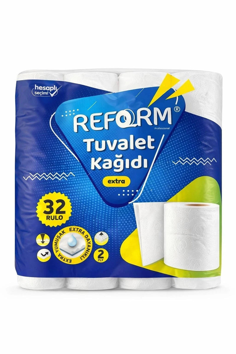 Reform Toilet Paper 2 Ply  32 Rolls Extra Soft Durable 2 Ply Tissue Rolls