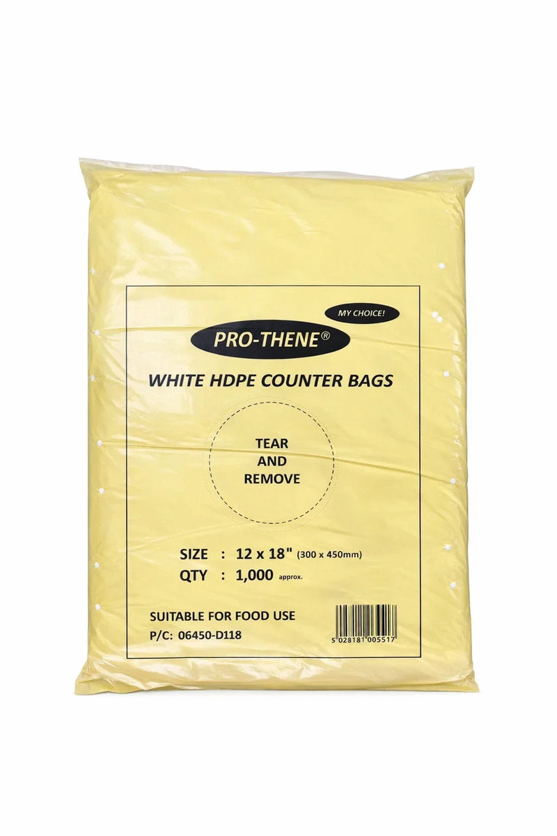 Pro Thene White HDPE Counter Bags 12 x 18in 300 x 450mm 1000 Pack