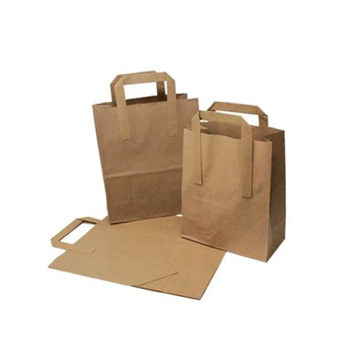 DuraKraft Brown Kraft SOS Carrier Bags with Handles, Jumbo, 250 Pack