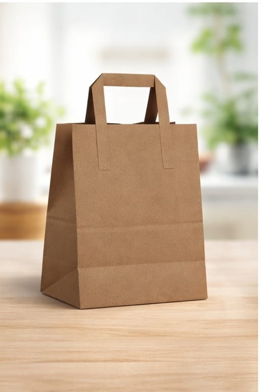 100 Kraft Paper Shopping Bags with Sturdy Handles
