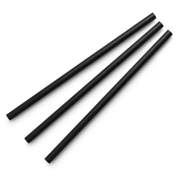 8mmx210mm Black Straight Paper Straw 250Pcs Eco Friendly